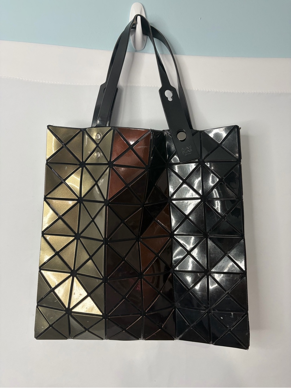 Issey Miyake Pleats Please Triangular Panel Tote in Gunmetal